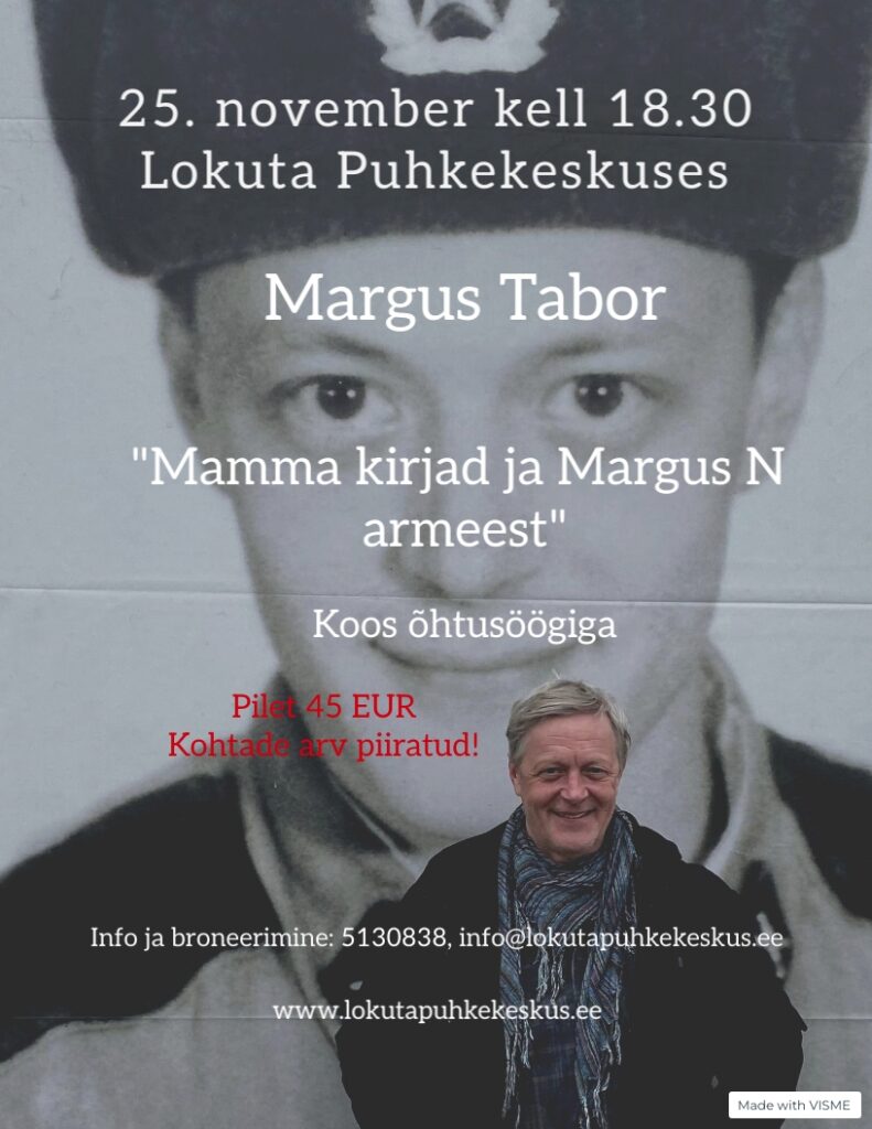 25 hingedekuu päeval pajatab Margus Tabor lugusid oma armees viibimise aegadest, võib olla on Mammagi kohalolu tunda… The post Margus Tabor (25.11.2023) appeare